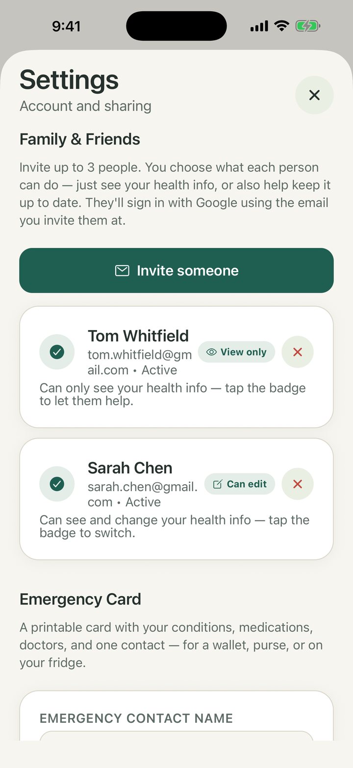 Family & Friends settings: one person marked Can edit, another marked View only